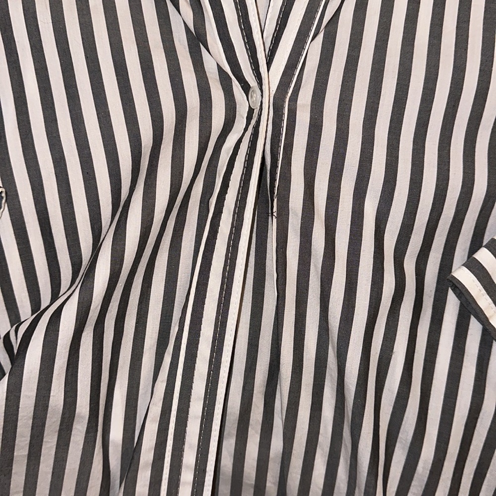 Nili Lotan 3/4 Sleeve Stripe Button Down Shirt - Picture 4 of 6